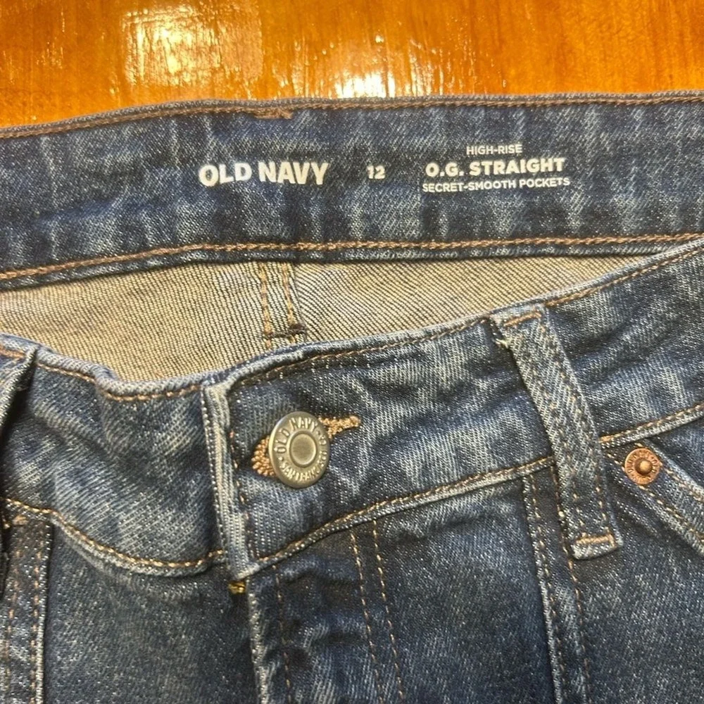 Old Navy OG Y2K Straight High‎ Rise Carpenter Jeans Dark Wash Baggy Utility